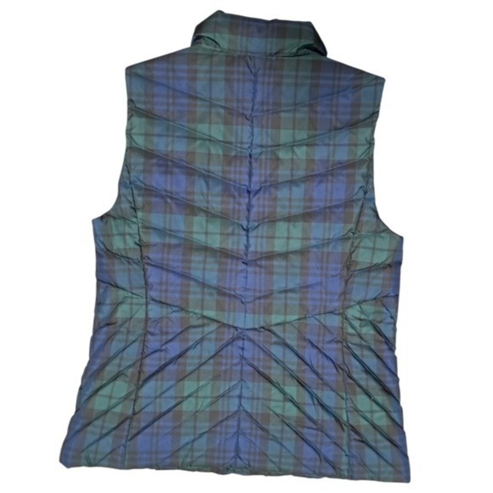 Talbots Petites Black Watch Plaid Down Puffer Vest Green Blue XS Petite - Picture 2 of 7